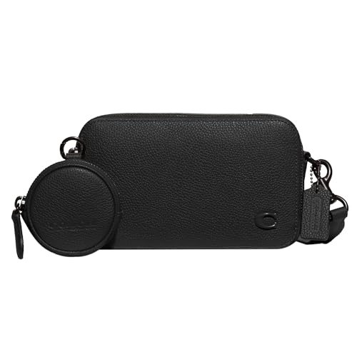 COACH Charter Slim Crossbody in Pebble Leather with Sculpted C Hardware Branding, Black