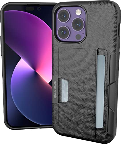 Smartish® iPhone 14 Pro Max Wallet Case - Wallet Slayer Vol. 2 [Slim/Protective] Credit Card Holder w/Kickstand Drop Tested Hidden Card Slot Compatible w/Apple iPhone 14 Pro Max - Black Tie Affair
