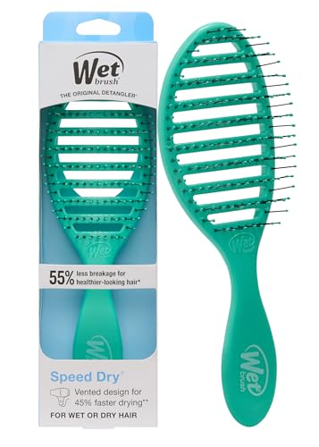 Wet Brush Speed Dry Hair Brush, Amazon Exclusive Aqua, Vented Design & Soft HeatFlex Bristles, Blow Dry Safe, Ergonomic Handle Manages Tangles & Uncontrollable Strands, Pain-Free Hair Accessories