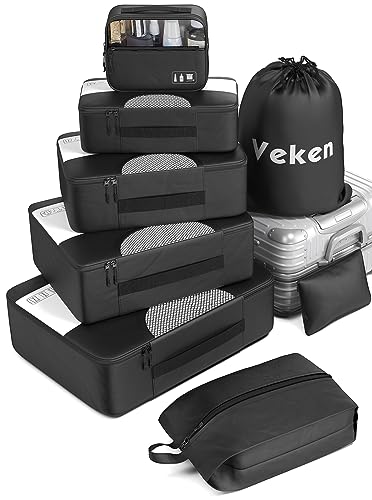 Veken 10 Set/8 Set Packing Cubes for Travel Essentials, Suitcase Organizer Bags in 4 Sizes, Carry-On Luggage Accessories