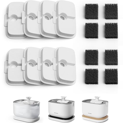 PETLIBRO Replacement Filters for Dockstream Cat Water Fountain PLWF106/PLWF116/PLWF115/PLWF105/PLWF005, 4 Months Set of Replacement Filters for Ultra Quiet Pet Water Fountain, White 8 Count