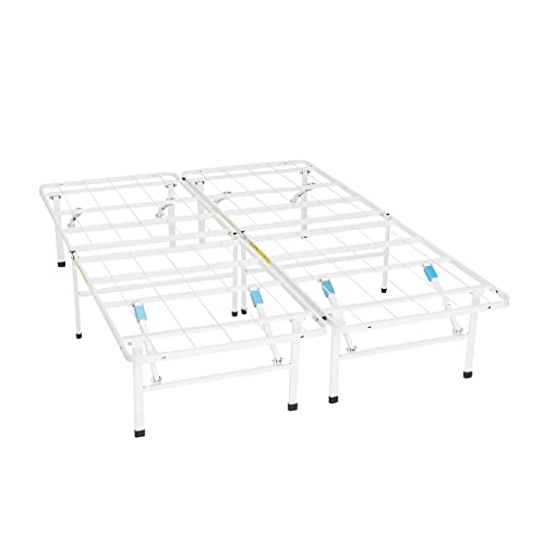 Amazon Basics Platform Bed Frame Full, Foldable Metal, Tool-Free Setup, 14 Inches High, White14 Inch Twin Bed Frame, Me