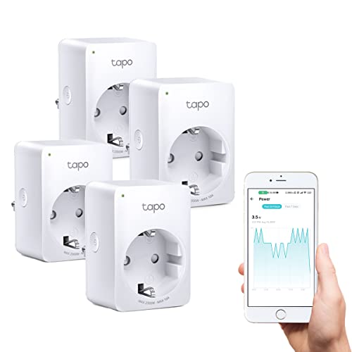 (-15%) Tapo TP-Link Smart WLAN Steckdose P110 mit Energieverbrauchsmesser, Smart Home Alexa Steckdose, funktioniert mit Alexa, Google Home, Sprachsteuerung, Fernzugriff, Mini, 4 Pack