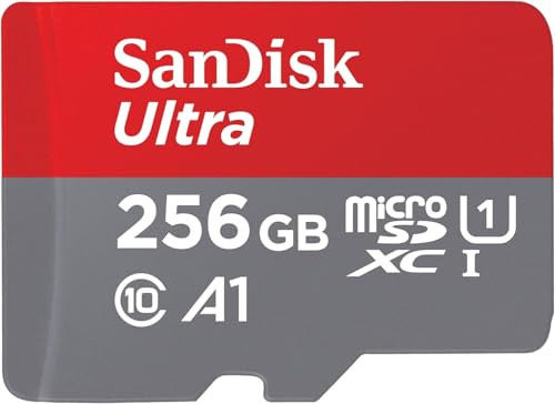 SanDisk Ultra Android microSDXC UHS-I Speicherkarte 256 GB + Adapter (Für Smartphones und Tablets, A1, Class 10, U1, Full HD-Videos, bis zu 150 MB/s Lesegeschwi
