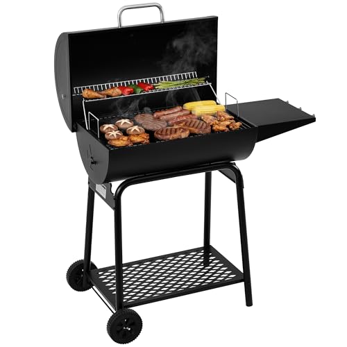 Royal Gourmet CC1830 30 Inch Barrel Charcoal Grill with Warming Rack, Outdoor BBQ Grill with 627 Sq. In. Grilling Space for Backyard, Patio and Parties, Black