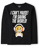 The Children's Place Boys Assorted Everyday Long Sleeve Graphic T-Shirts Cant Pause Small
