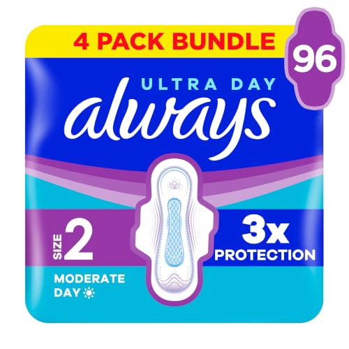 Always Ultra Sanitary Towels Long (Size 2) Wings X 24 Pads, Super Absorbent and Ultra Thin, for Menstrual Periods 24 x 4