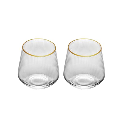 WOLFF - Conjunto 2 Copos Baixos de Vidro com Fio de Ouro Lines 330ml