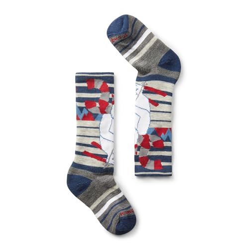 Smartwool Kids' Wintersport Yeti Pattern Full Cushion Merino Wool Over The Calf Socks, Alpine Blue, Medium