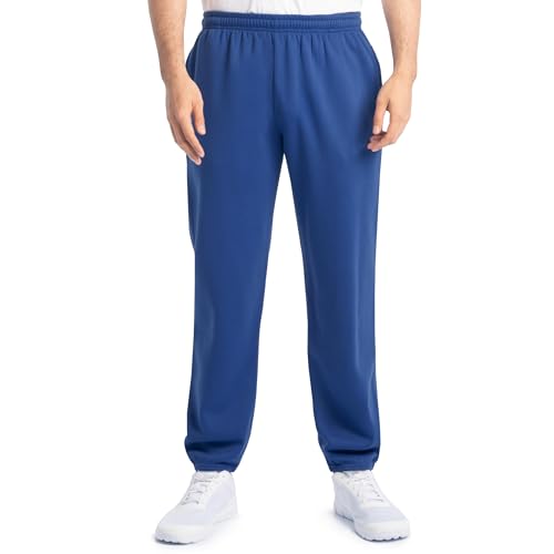 Fruit of the Loom Men's Eversoft Fleece Sweatpants with Pockets, Moisture Wicking & Breathable, Sizes S-4X, Elastic Bottom-Mellow Blue, Large