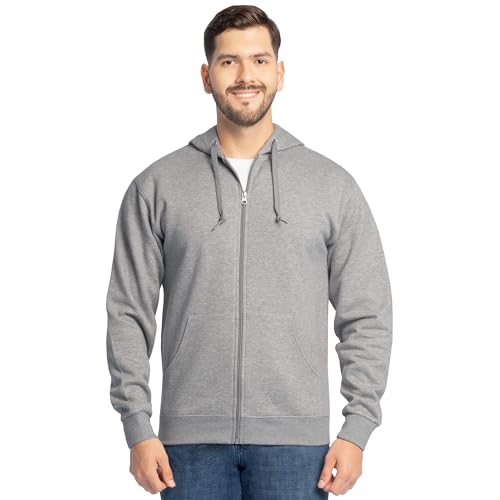 Fruit of the Loom Eversoft Fleece Hoodies, Pullover, Moisture Wicking & Breathable, Sizes S-4x, Grey Heather Full Zip, Large