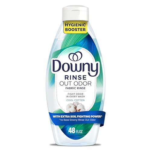 Downy Rinse Laundry Odor Remover, Cool Cotton Scent, 48 fl oz, Fabric Softener and Laundry Odor Removal Rinse, Fights Odors at the source, HE Compatible