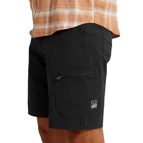 HUK Standard Next Level 10.5", Quick-Drying Fishing Shorts for Men, Black, Large