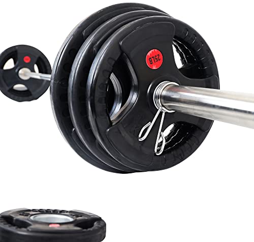 BalanceFrom 300 lb Cast Iron Olympic Weight Set with Bar
