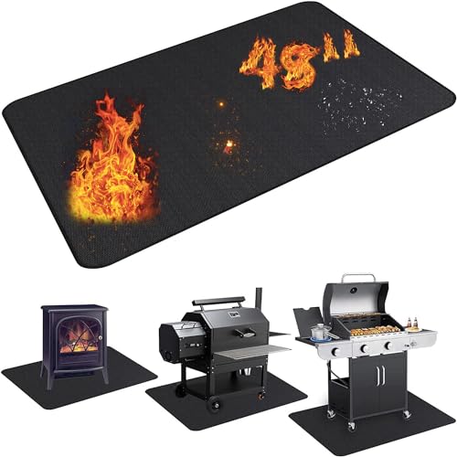 UBeesize Thickened 48x36 inches Under Grill Mat for Outdoor Grill,Double-Sided Fireproof Grill Pad for Fire Pit,Indoor F