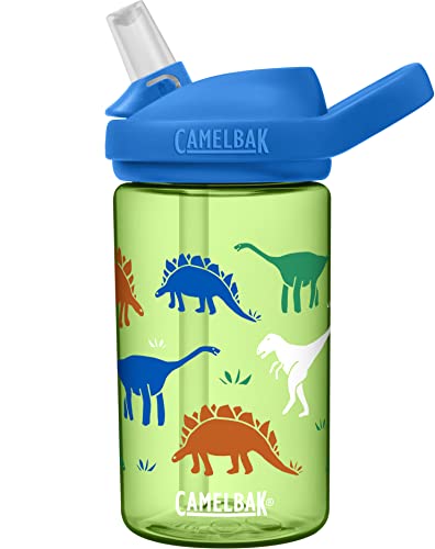 CamelBak Eddy+ Kids Bite Valve Straw Tritan Renew Water Bottle Dinorama, 14oz