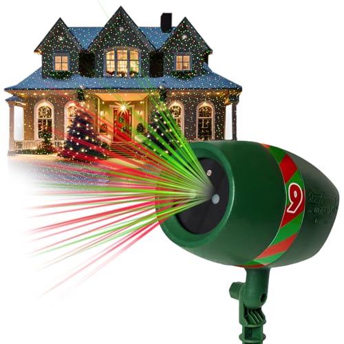 Star Shower Ultra 9 AS-SEEN-ON-TV with 9 Enhanced Modes for Spectacular Outdoor Holiday Laser Lighting with Thousands of Lights Covering 3200 Square feet, Green, 8.5 in