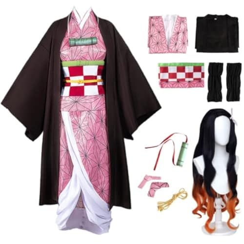 Buyoem Anime Cosplay Costume Kimono for Adult Robe Anime Costume Halloween Outfit With Props Wig