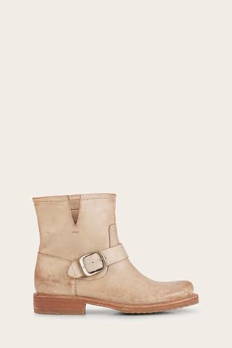Frye Veronica Booties for Women Made from Full Grain Brush-Off Leather with Antique Metal Hardware and Waterproof, Hand-Stitched Goodyear Welt Construction – 5 ¾” Shaft Height, White - Toga Leather - 7