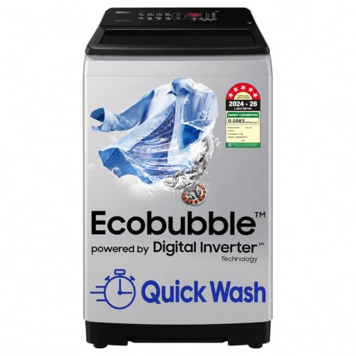 Samsung Smart Choice 8 kg, 5 star, Eco Bubble Tech, Digital Inverter (WA80BG4441BGTL, Light Gray)