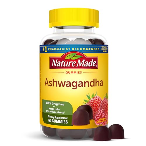 Nature Made Ashwagandha Gummies, Vegan, KSM 66 Ashwagandha for Stress Support, 60 Count, 30 Day Supply
