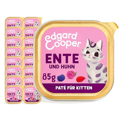 🔥 STARKER PREIS (-33%) Edgard & Cooper Kitten Nassfutter, (Ente & Huhn, 85g x 16), Getreidefrei, voll von frischem Fleisch und natürlichen Zutaten, geeignet für sterilisierte und aktive Katzen, hoher Proteingehalt