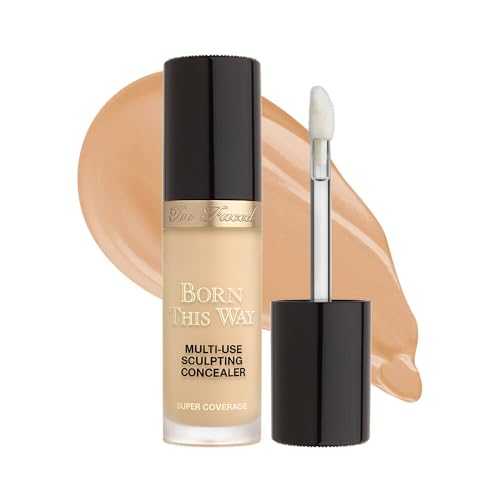 Too Faced Born This Way Super Coverage Multi-Use Concealer | Full Coverage, Non-Comedogenic, Oil Free + Long Lasting Concealer | Hyaluronic Acid + Coconut Water, 0.45 Fl Oz, Light Beige