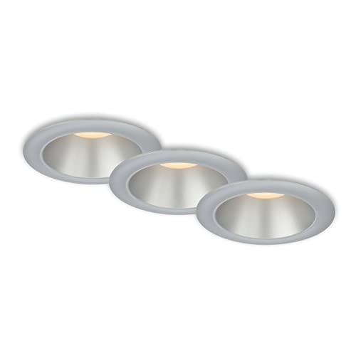 (-49%) BRILONER Leuchten - 3er Set Bad Einbauleuchten LED, Einbaulampen, zurückgesetzte LED, IP44 Spritzwasserschutz, warmweißes Licht, Einbaustrahler Bad, Chrom-Matt-Silber, 95x54 mm, 7041-034