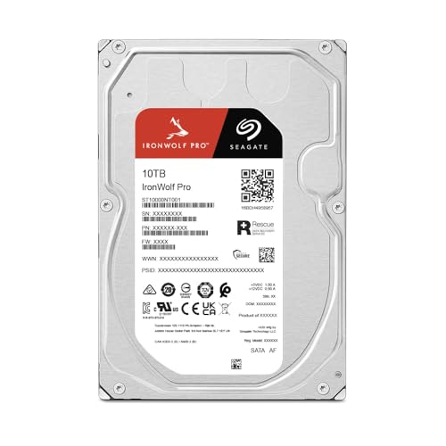 Seagate IronWolf Pro 10 TB, NAS interne Festplatte, 3.5", 7200 U/Min, CMR, 256 MB Cache, SATA 6 GB/S, Data Rescue Services (ST10000NT001)