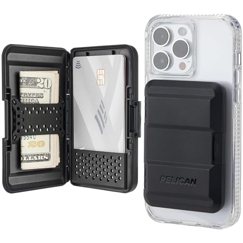 Pelican MagSafe Wallet for iPhone - Heavy Duty MIL-STD Snap-On Phone Magnetic Wallet and Phone Card Holder - Detachable and Slim Hard Case for iPhone 17 Pro Max /16 Pro Max/15/14/13/12 Series - Black