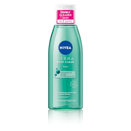 🔥 STARKER PREIS (-27%) NIVEA Derma Skin Clear Toner (200 ml), Salicylsäure & Niacinamid, für unreine Haut, reinigt, hydratisiert, ohne Poren zu verstopfen, 200 g, 1 Stück