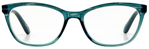 Foster Grant Como Reading Glasses for Women +1.00 – Cat Eye Frame in Teal with Spring Hinges, Scratch-Resistant Lenses & Protective Pouch