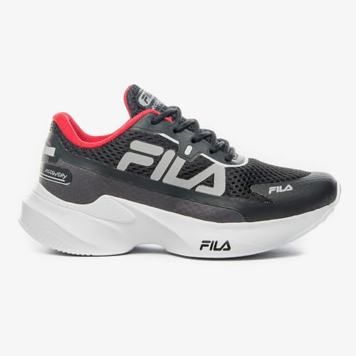 Tenis Fila Recovery, Infantil, Preto/Vermelho/Prata, 31