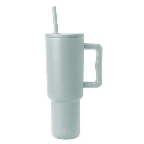 Simple Modern 40 oz Trek Tumbler with Handle and Straw Lid | Cup Holder Friendly Insulated Stainless Steel Travel Mug | Sea Glass Sage
