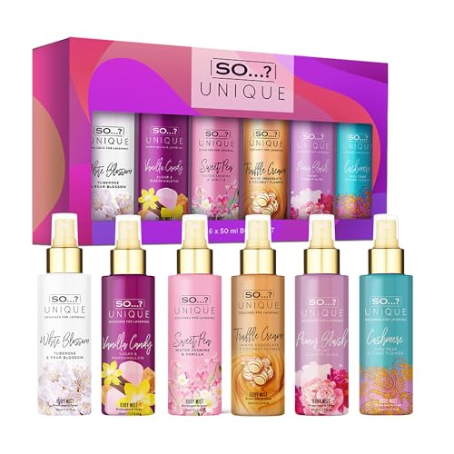 So…? Unique Body Mist Set - Perfumes for Women with Fresh, Floral, Sweet Scents - 6 Hour Wear Body Spray for Women - Travel Size Gift Set - 6 pcs