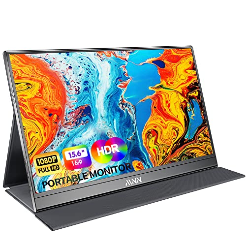 MNN Portable Monitor 15.6inch FHD 1080P USB C HDMI Gaming Ultra-Slim IPS Display w/Smart Cover & Speakers,HDR Plug&Play,