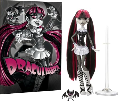 Monster High Reel Drama Doll, Draculaura in Black and White, Collectible Reproduction with Doll-Size and Life-Size Posters, Horror Flick Theme​​​