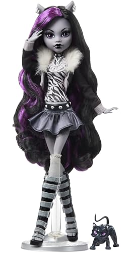Monster High Reel Drama Doll, Clawdeen Wolf in Black and White, Collectible Reproduction with Doll-Size and Life-Size Posters, Horror Flick Theme