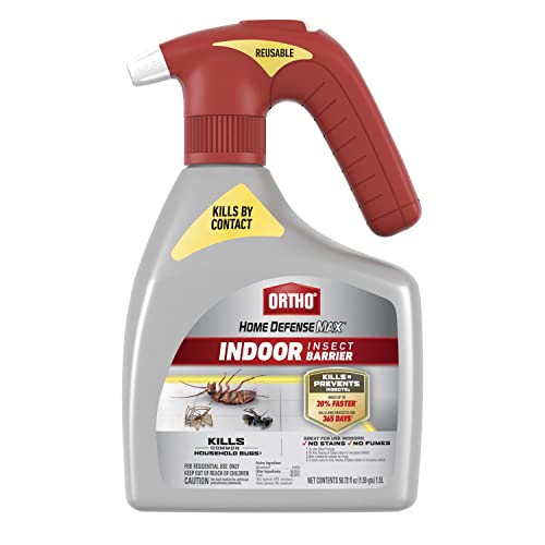 Ortho Home Defense Max Indoor Insect Barrier with Battery-Powered Sprayer, Kills Ants, Roaches, Spiders, Fleas and Ticks, 1.5 L.