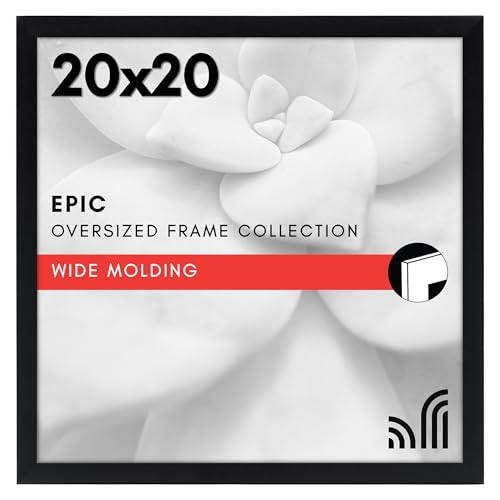 Americanflat 20x20 Picture Frame with Polished Plexiglass - Epic Collection - Square Picture Frame with Engineered Wood - Wide Photo Frames for Wall display - Black