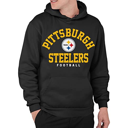 Junk Food Clothing x NFL - Pittsburgh Steelers - Classic Team Logo - Unisex Adult Pullover Fleece Hoodie for Men and Women - Size X-Large, Black