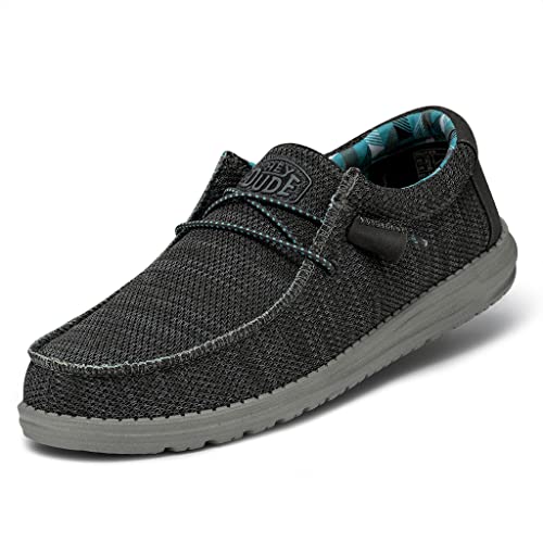 HEYDUDE Men's Wally Sox | Mens Shoes | Men's Lace Up Loafers | Comfortable & Light-Weight Charcoal