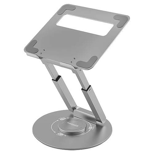 Promate Aluminum Laptop Stand for Desk, Sleek & Convenient Laptop Holder, Heat Dissipation, Lightweight, Multi-Angle Adjustable Height and Anti-Slip 
