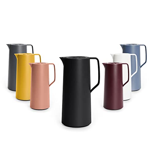 (-32%) Emsa Motiva Isolierkanne 1l, Kunststoff, Thermoskanne mit Quick-Press-Verschluss, 12h heiß, 24h kalt, Glaskolben, Made in Germany, nordisches Design, schwarz, N41707