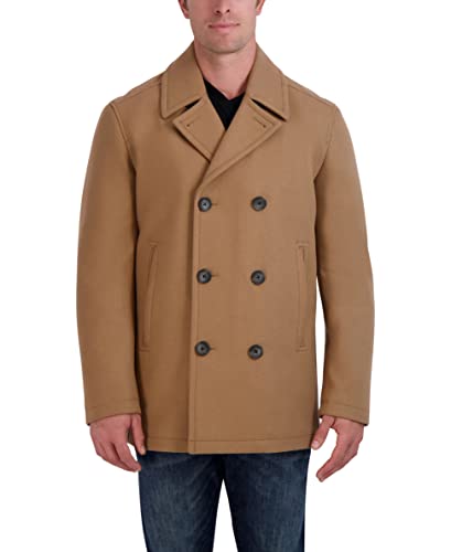 Nautica Men's Wool Blend Peacoat – Double-Breasted Winter Coat, Regular, Big & Tall Sizes, Camel, Medium