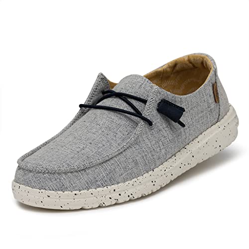 HEYDUDE Women's Wendy Chambray White Blue Size 6 | Women's Shoes | Women's Slip On Shoes | Comfortable & Light-Weight