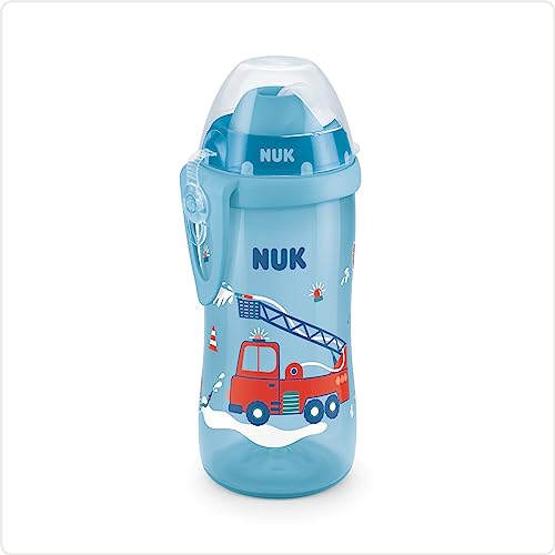 (-30%) NUK Flexi Cup Trinklernbecher für Kleinkinder | 12+ Monate | 300 ml | Auslaufsicherer, weicher Trinkhalm | Clip & Schutzkappe | Blau