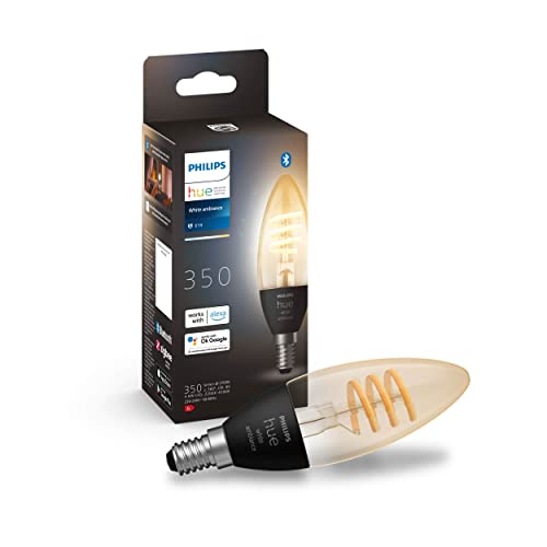 (-26%) Philips Hue White Ambiance Filament, E14 Kerzenform LED Lampe, dimmbar, 350lm, warm- bis kühlweißes Licht, steuerbar via App, kompatibel mit Amazon Alexa (Echo, Echo Dot), 1er Pack