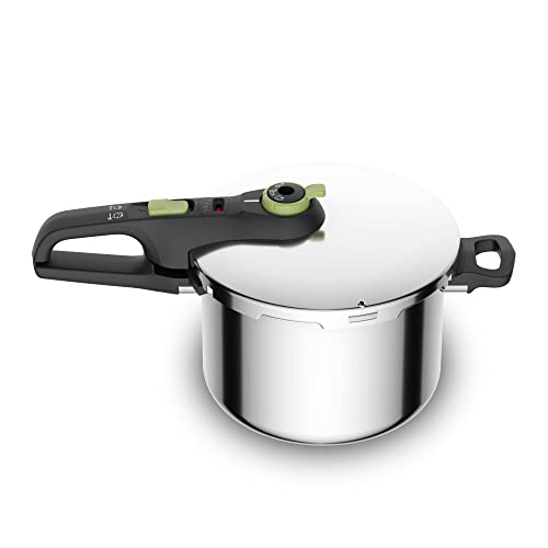 Tefal Secure Trendy Schnellkochtopf induktion 6l, 2-Stufen-Garregler: Intensivstufe 117°C, Schonstufe 112°C, Induktions-Kapselboden, für alle Herdarte