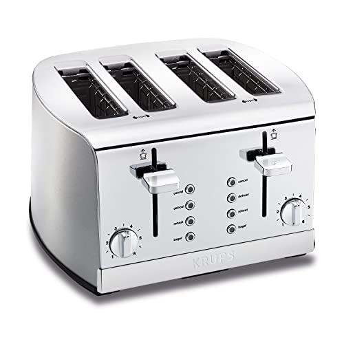 KRUPS 4-Slice Stainless Steel Toaster with Bagel Function